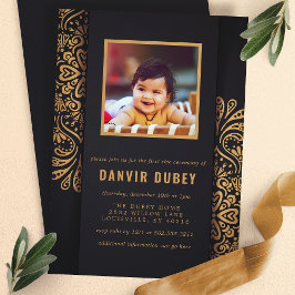 アンナプラシャン ブラックゴールド ファースト ライス セレモニー フォト 招待状