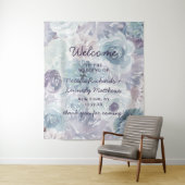アンナベル ヴィンテージ ブルー フラワーズ ウェディング ウェルカム タペストリー (インサイチュ)