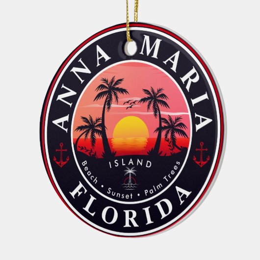 アンナマリアアイランドフロリダレトロサンセットディ土産 セラミックオーナメント (左)