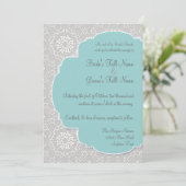 アンナリーセピーコックダマスクアクアブルーグレー招待状 招待状 (スタンド正面)