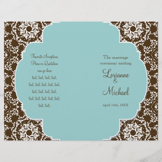 アンナリーゼダマスク – フォーマル結婚式 プログラム (正面)