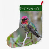 アンナ素晴らしズハミングバードオンプラムツリーブランチ ラージクリスマスストッキング (裏面)