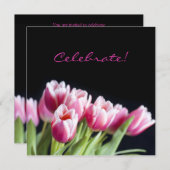 アンニバーシャルパーティーピンクチューリップ招待状 招待状 (正面/裏面)