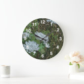 アンヌのレースの白い野生の花 ラージ壁時計 (ホーム)