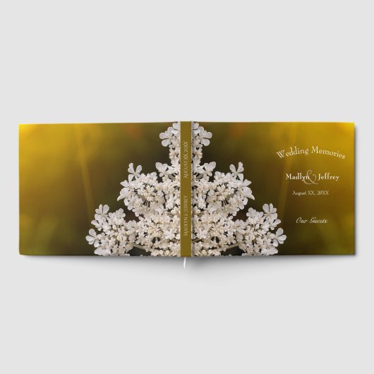 アンヌ女王レースのワイルドフラワー結婚の記憶 ゲストブック (全面)