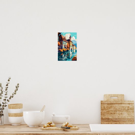 アンネシーフランスアートヴィンテージトラベルイラストレーション ポスター (キッチン)