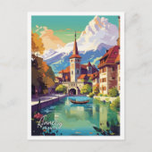 アンネシーフランスアートヴィンテージ旅行イラストレーション ポストカード (正面)