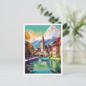 アンネシーフランスアートヴィンテージ旅行イラストレーション ポストカード (スタンド正面)