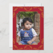 アンネラシャン最初の米赤金ゴールド花写真 招待状 (裏面)