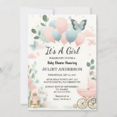 アンバラボホ金ゴールドママシック春ベビーガールシャワー 招待状 (正面)