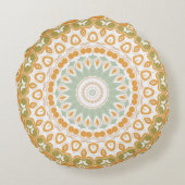 アンバーとオリーブのラディアントマンダラパターン ラウンドクッション (裏面)