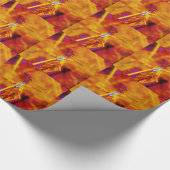 アンバーと暗い赤紫色のレインボードラゴンフライ ラッピングペーパー (角)