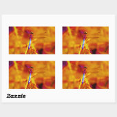 アンバーと暗い赤紫色のレインボードラゴンフライ 長方形シール (シート)