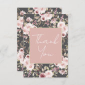 アンバーのピンクのバラありがとうノートカード サンキューカード (正面/裏面)