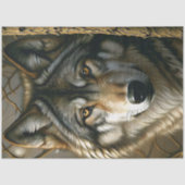 アンバーアイの灰色オオカミデコパージュ 薄葉紙 (正面)