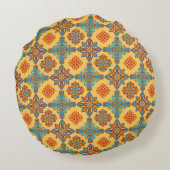 アンバーイエローのマンダラ ラウンドクッション (裏面)