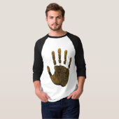 アンバーイエローヒューマンハンドプリントアート Tシャツ (正面フル)