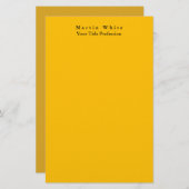 アンバーイエロープレーンエレガントプロフェッショナルモダン 便箋 (正面/裏面)