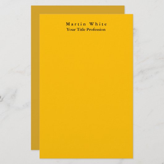 アンバーイエロープレーンエレガントプロフェッショナルモダン 便箋 (正面/裏面)