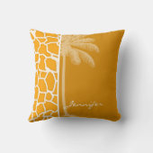 アンバーオレンジキリンアニマルプリント；パーム クッション (裏面)