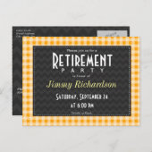 アンバーオレンジギンガムリタイアメントパーティー インビテーションポストカード (正面/裏面)