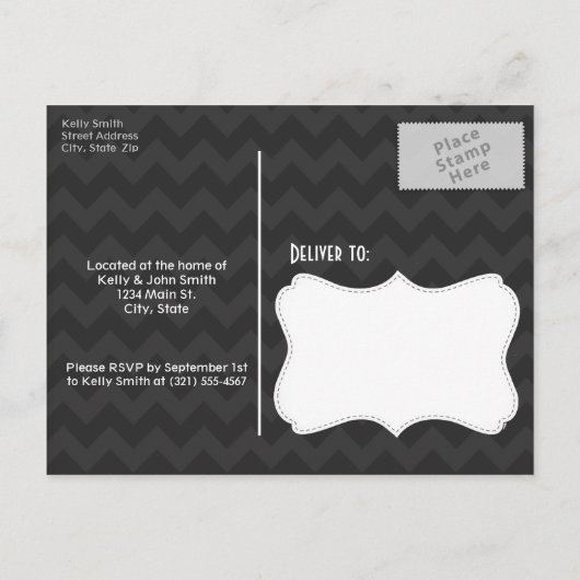 アンバーオレンジギンガムリタイアメントパーティー インビテーションポストカード (裏面)