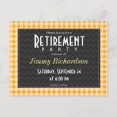 アンバーオレンジギンガムリタイアメントパーティー インビテーションポストカード (正面)