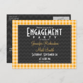 アンバーオレンジギンガム婚約パーティ インビテーションポストカード (正面/裏面)