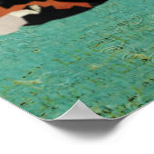 アンバーキツネレトロブルーアートポスター ポスター (角)