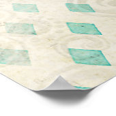 アンバーキリン&ティール（緑がかった色）フクロウのアートポスター ポスター (角)