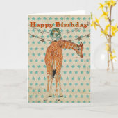 アンバーキリン&ティール(緑がかった色)フクロウ誕生日カード カード (黄色い花)