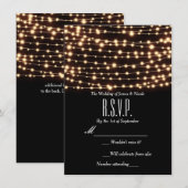 アンバーグロウ ストリング ライト ラスティック ウェディング RSVP カード (正面/裏面)
