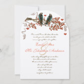 アンバーグロー秋リーフラブバード結婚ズ 招待状 (正面)