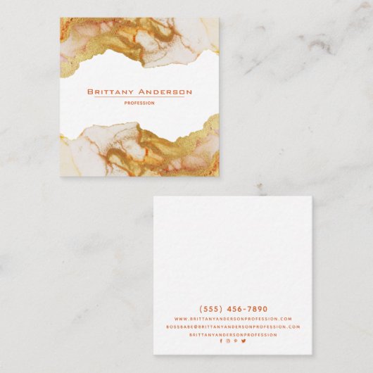 アンバーゴールデンカスタム抽象芸術名刺 スクエア名刺 (正面/裏面)