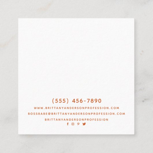 アンバーゴールデンカスタム抽象芸術名刺 スクエア名刺 (裏面)