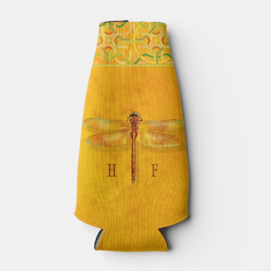 アンバーサップでキャッチされたトンボケルト結び目模様モノグラム ボトルクーラー (正面)