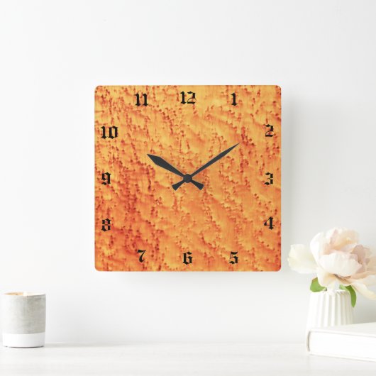 アンバーズアイカエデ木目模様 スクエア壁時計 (ホーム)