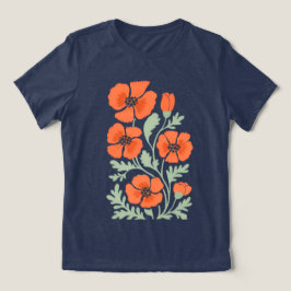 アンバーペタル 女性用 抽象的フラワープリントTシャツ トライブレンドＴシャツ