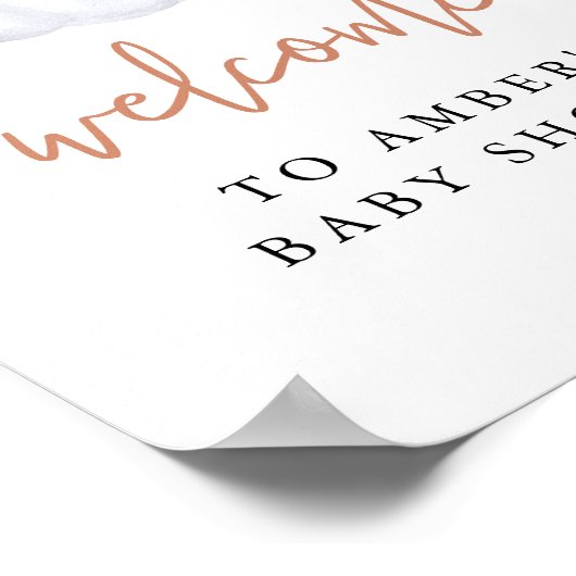 アンバーホワイトカボチャ秋ベビーシャワーへようこそ ポスター (角)