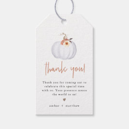 アンバーホワイトパンプキンキュートオレンジ秋フローラ ギフトタグ