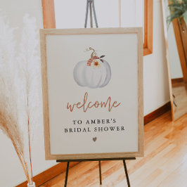 アンバーホワイトパンプキン秋ブライダルシャワーへようこそ ポスター