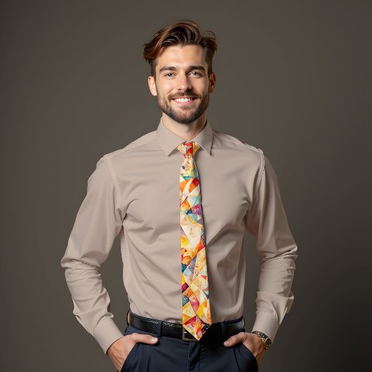 アンバーモザイク抽象芸術アートタイ ネクタイ