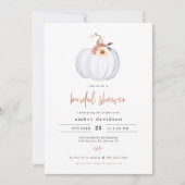 アンバーモダンホワイト素朴カボチャブライダルシャワー 招待状 (正面)