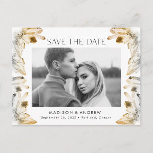 アンバー ウォーターカラー 結晶 写真付き Save the Date 案内ポストカード