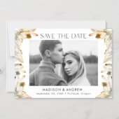 アンバー ウォーターカラー 結晶 写真 Save the Date マグネット招待状 (正面)