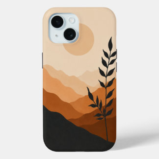 アンバー ダスク ミニマル ランドスケープ スマホケース iPhone 15ケース
