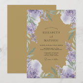 アンバー・ライラック・芍薬の結婚式 招待状 (正面/裏面)