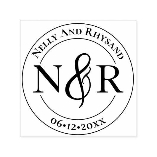 アンパエレガントサンド付き円形モノグラ結婚ム セルフインキングスタンプ (デザイン)