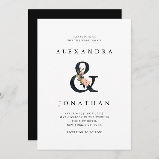 アンパエレガントサンド |白黒結婚の 招待状 (正面/裏面)