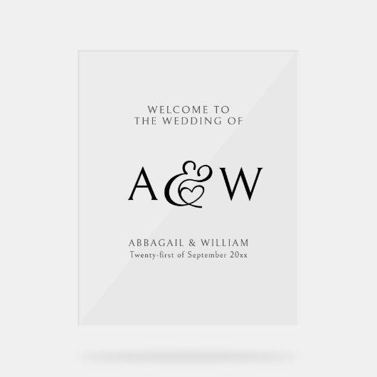 アンパエレガントンサンド結婚モノグラムの歓迎サイン アクリルサイン (正面)